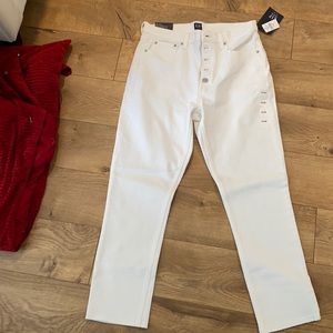 Gap high rise white cigarette jeans with button fly